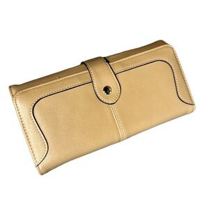 Lane Weston Tan PU Leather Women's RFID Blocking Wallet 12 Credit Card‎ Slots